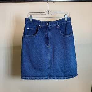 VTG Bill Blass Denim Skirt Cotton Blue Jean Short Skirt 90s